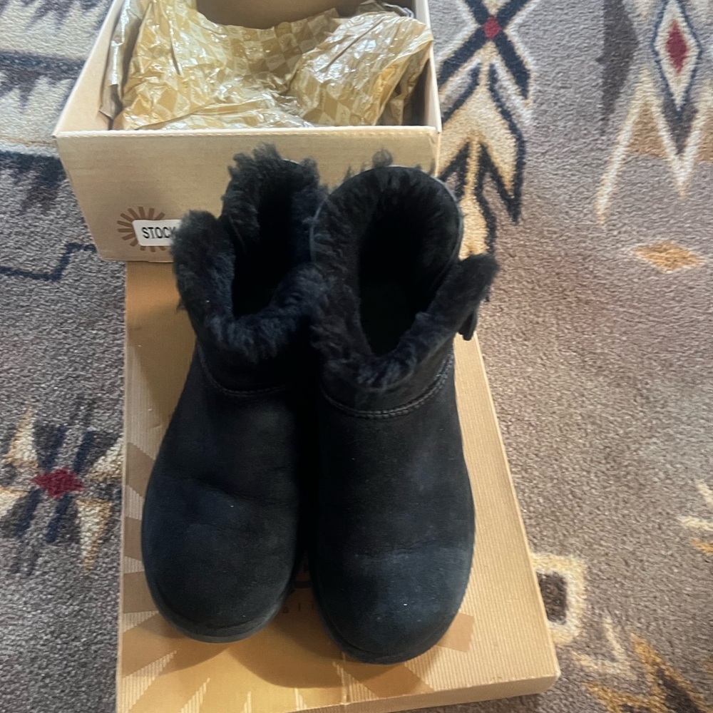 UGG Black Shearling-Lined Suede short Booties